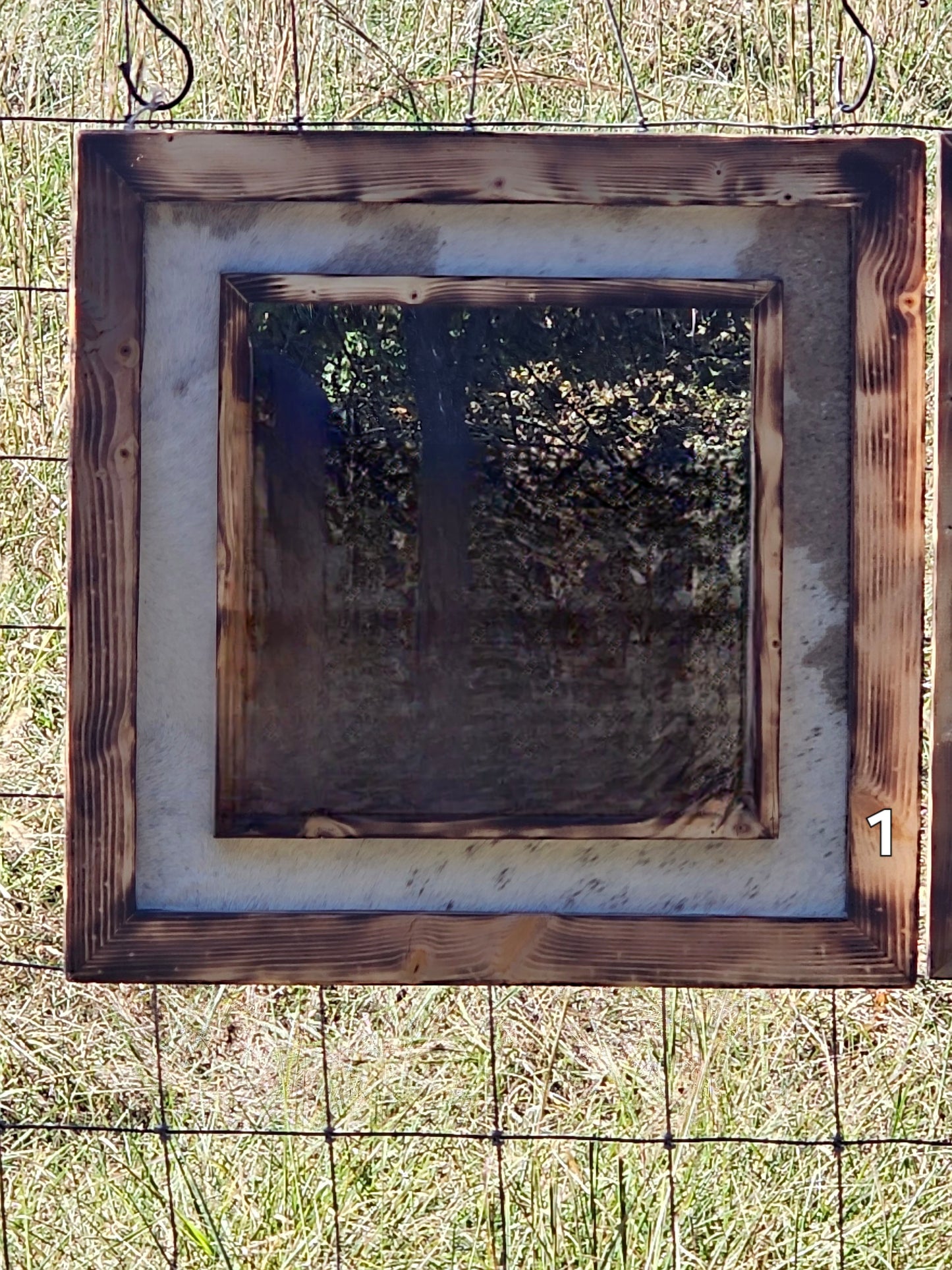 Cowhide Framed Mirror