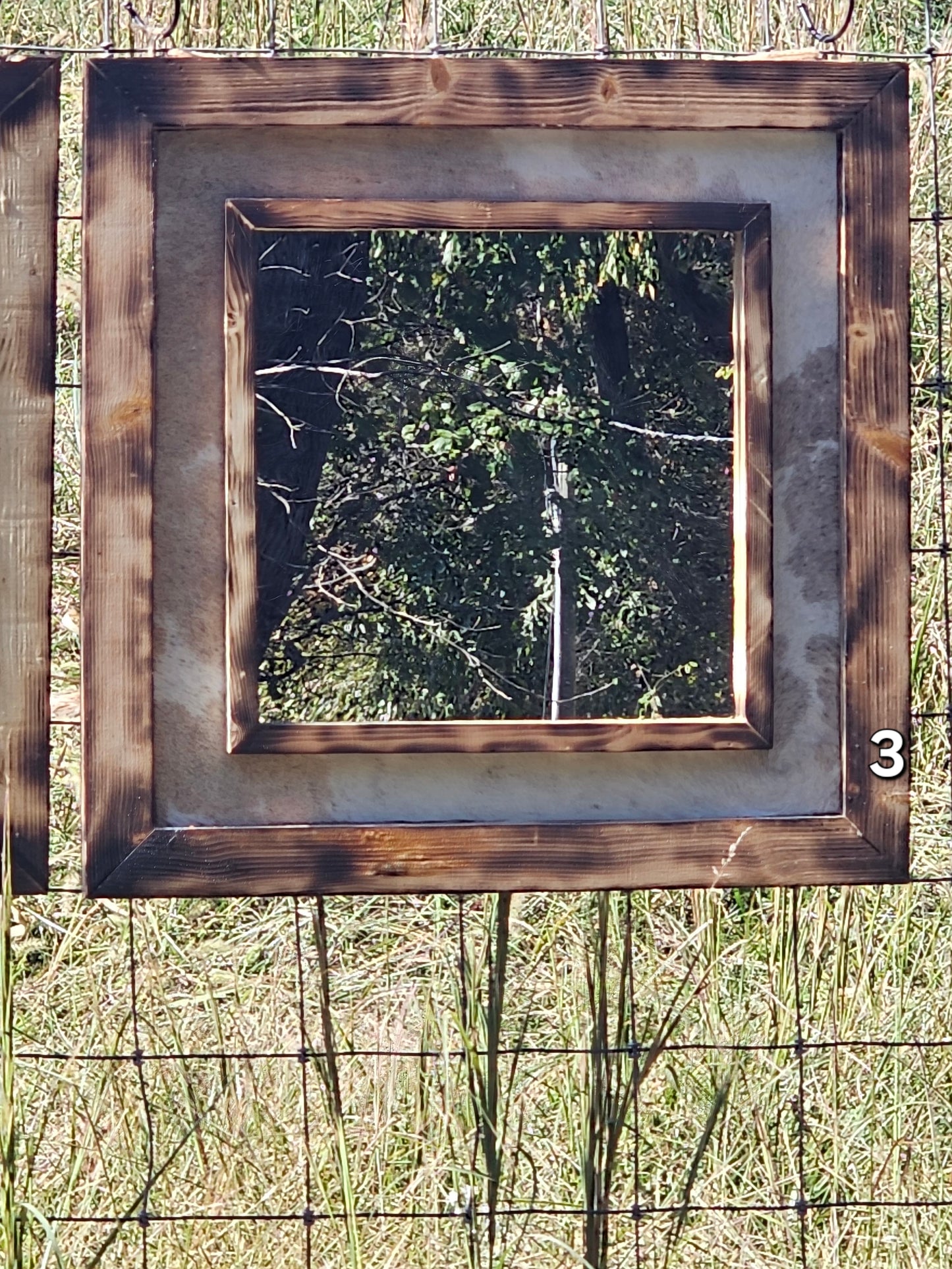 Cowhide Framed Mirror